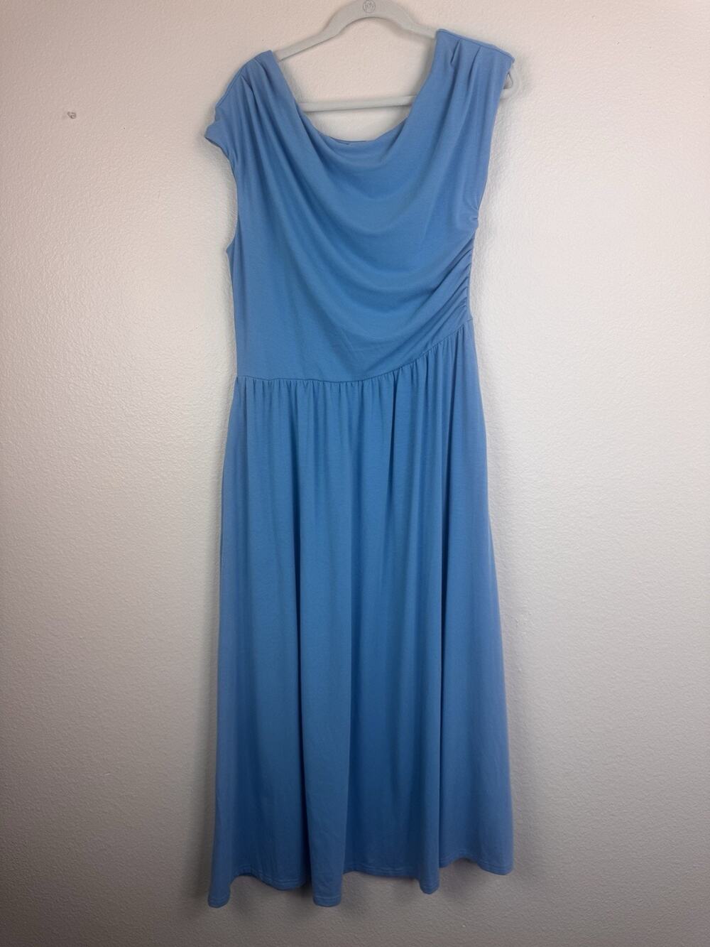 Grace Karin Asymmetrical One Shoulder Off Shoulder High Waist Maxi Dress Blue L